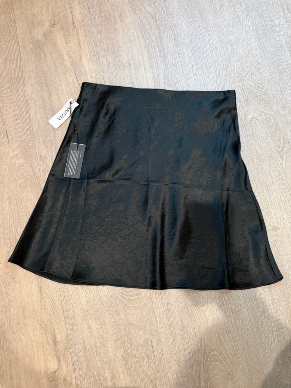 Aritzia Black Satin Mini Skirt